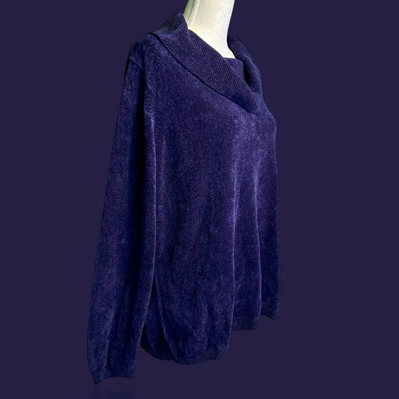 Marks & Spencer Deep Purple Ribbed Chenille Cowl Neck Sweater Plus Size 18 - Picture 12 of 14
